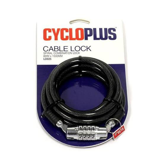 CYCLOPLUS CABLE LOCK - SPIRAL COMBINATION | 8mm x 150cm