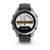 Garmin fēnix® E – 47 mm, AMOLED
Stainless steel with Black silicone band