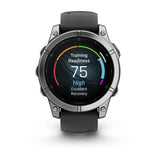 Garmin fēnix® E – 47 mm, AMOLED
Stainless steel with Black silicone band