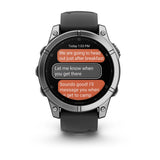 Garmin fēnix® E – 47 mm, AMOLED
Stainless steel with Black silicone band