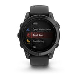 Garmin fēnix® E – 47 mm, AMOLED
Slate grey steel with Black silicone band