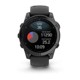 Garmin fēnix® E – 47 mm, AMOLED
Slate grey steel with Black silicone band