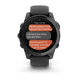Garmin fēnix® E – 47 mm, AMOLED
Slate grey steel with Black silicone band