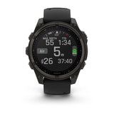 Garmin fēnix® 8 – 47 mm, Solar, Sapphire |
Sapphire, Carbon grey DLC titanium with Black/pebble grey silicone band