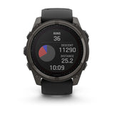 Garmin fēnix® 8 – 51 mm, Solar, Sapphire |
Sapphire, Carbon grey DLC titanium with Black/pebble grey silicone band