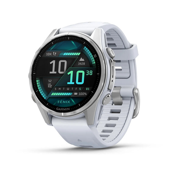 Garmin fēnix® 8 – 43 mm, AMOLED
Silver with Whitestone silicone band