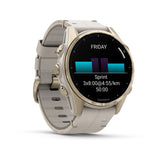 Garmin fēnix® 8 – 43 mm, AMOLED
Sapphire, Soft Gold with Limestone Leather Band