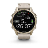 Garmin fēnix® 8 – 43 mm, AMOLED
Sapphire, Soft Gold with Limestone Leather Band