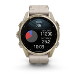 Garmin fēnix® 8 – 43 mm, AMOLED
Sapphire, Soft Gold with Limestone Leather Band