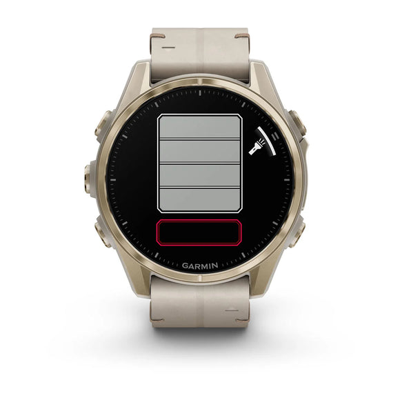 Garmin fēnix® 8 – 43 mm, AMOLED
Sapphire, Soft Gold with Limestone Leather Band