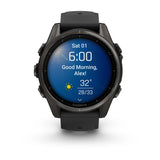 Garmin fēnix® 8 – 43 mm, AMOLED
Sapphire, Carbon grey DLC titanium with Black/pebble grey silicone band