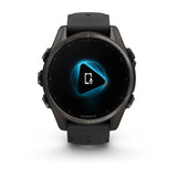 Garmin fēnix® 8 – 43 mm, AMOLED
Sapphire, Carbon grey DLC titanium with Black/pebble grey silicone band