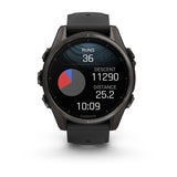 Garmin fēnix® 8 – 43 mm, AMOLED
Sapphire, Carbon grey DLC titanium with Black/pebble grey silicone band