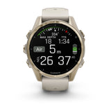Garmin fēnix® 8 – 43 mm, AMOLED
Sapphire, Soft gold with Fog grey/dark sandstone silicone band