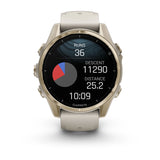 Garmin fēnix® 8 – 43 mm, AMOLED
Sapphire, Soft gold with Fog grey/dark sandstone silicone band