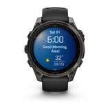 Garmin fēnix® 8 – 47 mm, AMOLED
Sapphire, Carbon grey DLC titanium with Black/pebble grey silicone band