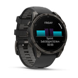 Garmin fēnix® 8 – 47 mm, AMOLED
Sapphire, Carbon grey DLC titanium with Black/pebble grey silicone band