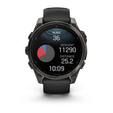 Garmin fēnix® 8 – 47 mm, AMOLED
Sapphire, Carbon grey DLC titanium with Black/pebble grey silicone band