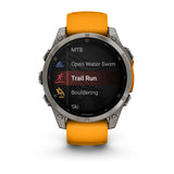 Garmin fēnix® 8 – 47 mm, AMOLED
Sapphire, Titanium with Spark orange/graphite silicone band