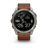 Garmin fēnix® 8 – 51 mm, AMOLED
Sapphire, Carbon grey DLC with Chestnut leather band