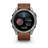 Garmin fēnix® 8 – 51 mm, AMOLED
Sapphire, Carbon grey DLC with Chestnut leather band