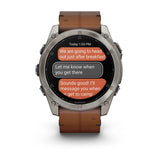 Garmin fēnix® 8 – 51 mm, AMOLED
Sapphire, Carbon grey DLC with Chestnut leather band