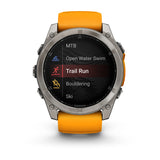 Garmin fēnix® 8 – 51 mm, AMOLED
Sapphire, Titanium with Spark orange/graphite silicone band