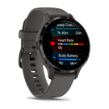 Garmin Venu® 3S
Slate stainless steel bezel with pebble gray case and silicone band