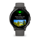 Garmin Venu® 3S
Slate stainless steel bezel with pebble gray case and silicone band