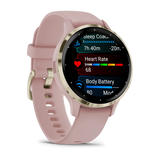 Garmin Venu® 3S
Soft Gold Stainless Steel Bezel with Dust Rose Case and Silicone Band