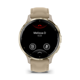 Garmin Venu® 3S
Soft Gold Stainless Steel Bezel with French Gray Case and Leather Band