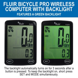 Fluir Bicycle Pro Wireless Computer with Backlight & Out Front Mount
