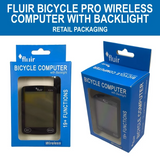 Fluir Bicycle Pro Wireless Computer with Backlight & Out Front Mount