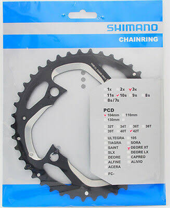 SHIMANO DEORE XT CHAINRING FC-M780 42T-AE-TYPE